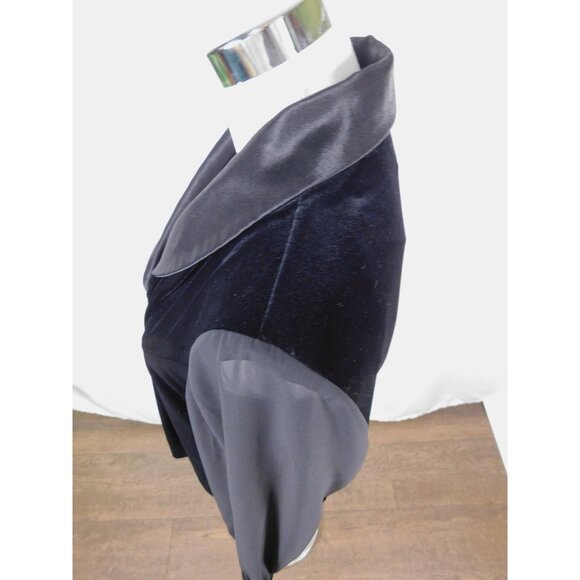 Danny & Nicole Jacket Womens 14 Black Velvet Sheer Sleeve Satin Shawl Collar - Picture 5 of 12